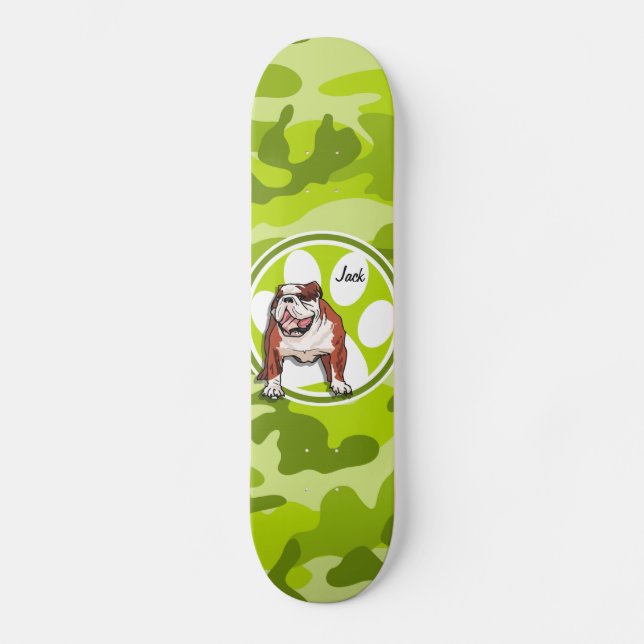 Skateboard Bulldog ; camo vert vif, camouflage (Recto)