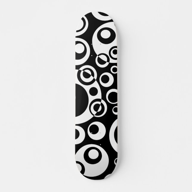 Skateboard Bulles Abstraites 04 - B/W - Rétro (Devant)