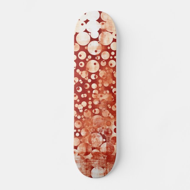 Skateboard Bulles Abstraites rouges blanches à motifs (Recto)