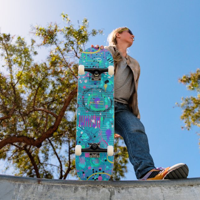 Skateboard Bulles d'Océan : Art Maximaliste (Extérieur 1)