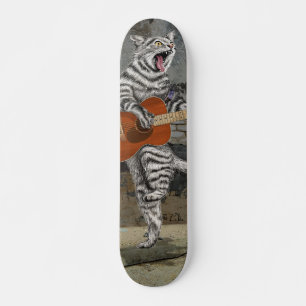 Skateboard Busker le chat guitare