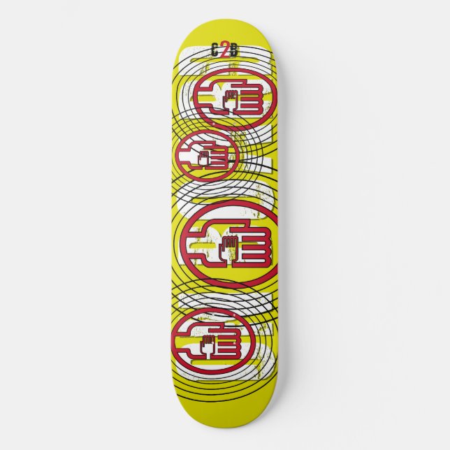 Skateboard C2B : À BORD D'UN Pont Jaune 8 1/2" (Recto)