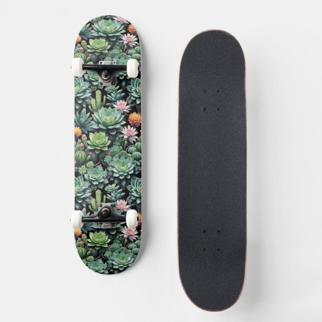 Skateboard Cactus et Succulentes en Fleurs (Recto)