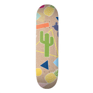 Skateboard Cactus moderne géométrique Memphis inspiré motif