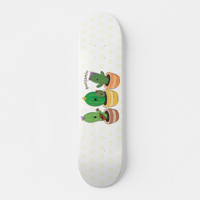 Skateboard Cactus trio chantante mignonne dessin animé (Devant)