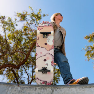 Skateboard Cadeau d'amour de lapin et d'ours mignon Kawaii po