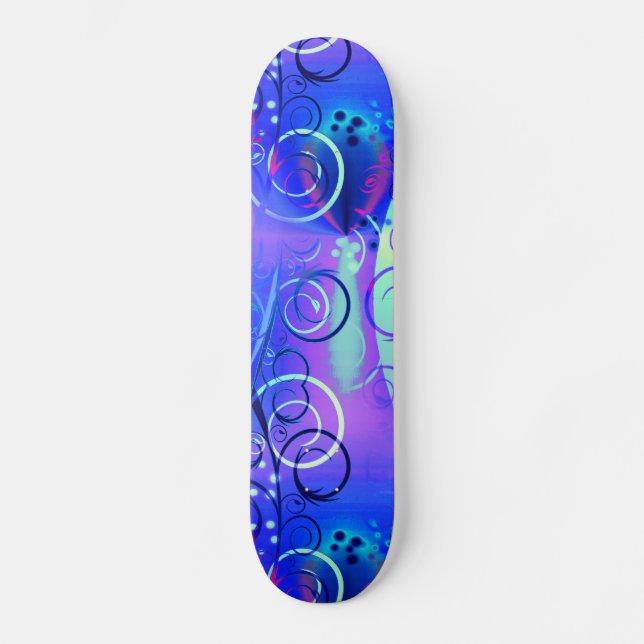Skateboard Cadeaux Girly pourpres bleus de remous floral (Recto)