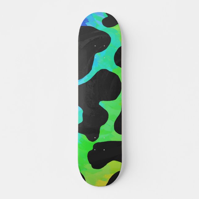 Skateboard Cadeaux noir et arc-en-ciel de vache (Devant)