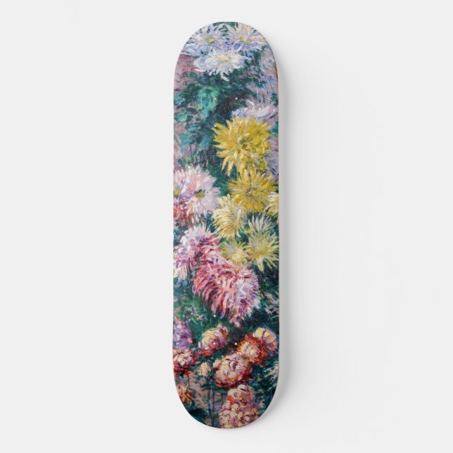 Skateboard Caillebotte - Chrysanthèmes blanc et jaune (Recto)