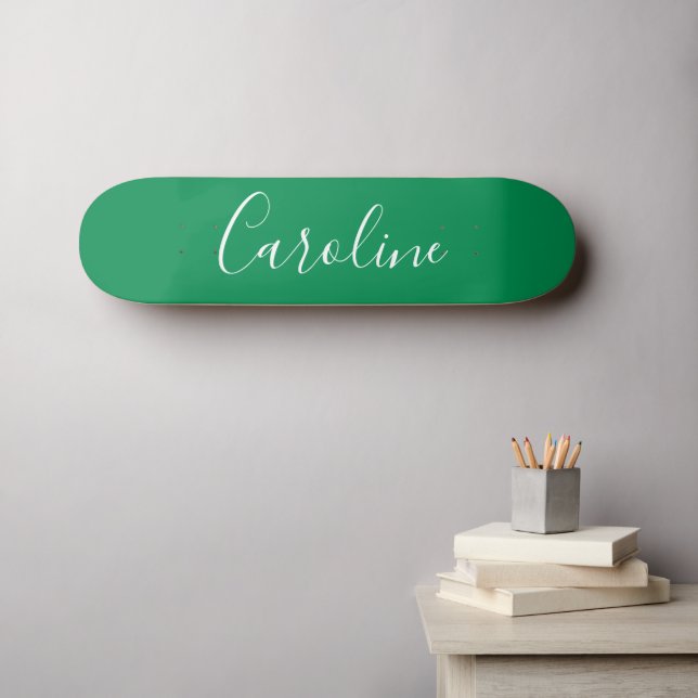 Skateboard Calligraphie Chic Personnalisée Nom Kelly Green (Art mural (Horz))