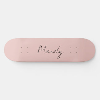 Skateboard Calligraphie Élégant Rose Or Plaine Nom simple