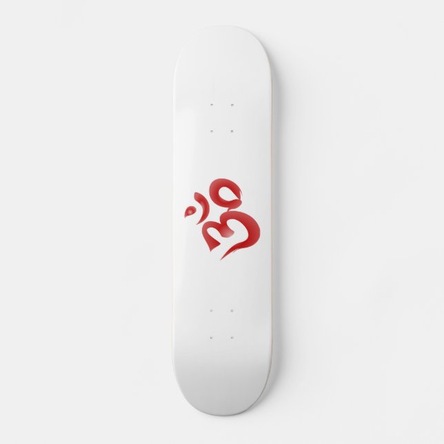 Skateboard Calligraphie indoue rouge de l'OM Aum Devanagari (Recto)