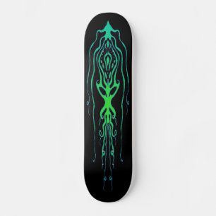 Skateboard Calmar tribal de tatouage de pieuvre - vert sur no