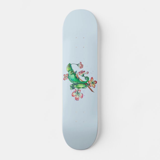 Skateboard caméléon en fleur (Recto)
