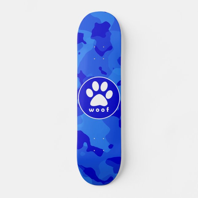 Skateboard Camo bleu ; Empreinte de patte (Recto)