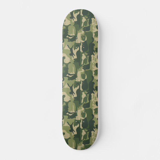 Skateboard Camouflage Chats Motif Armée Green Kitty Chats Cam (Recto)