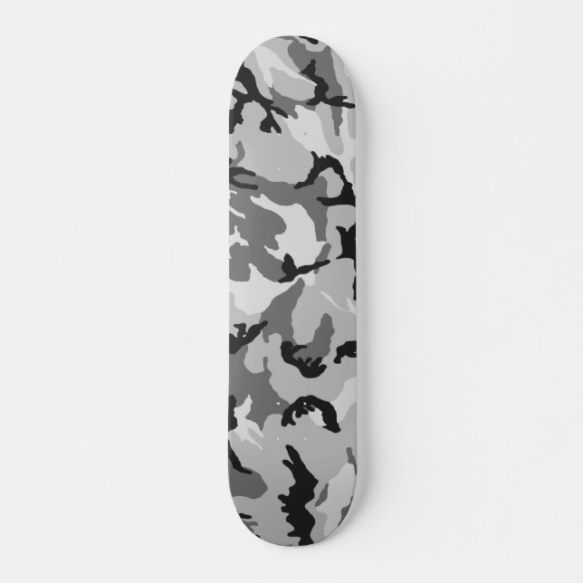 Skateboard Camouflage de noir de blanc gris (Devant)