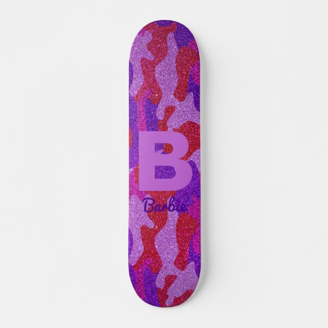 Skateboard Camouflage de Parties scintillant rouge et violet  (Devant)