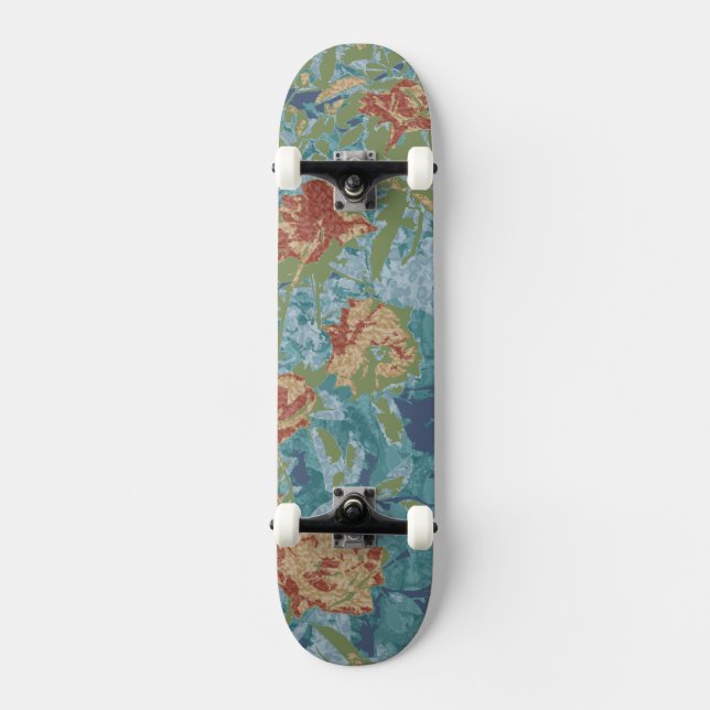 Skateboard Camouflage et fleurs (Recto)