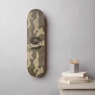 Skateboard Camouflage Parties scintillant d'or Monogramme per