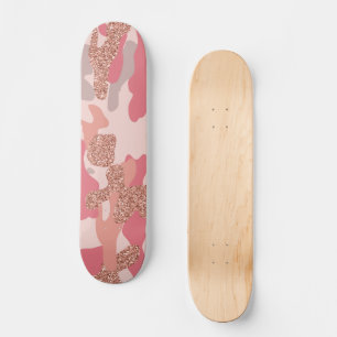 Skateboard Camouflage Rose Gold Blush Pink Camo Motif de l'ar