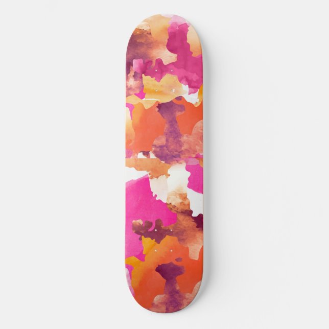 Skateboard Camouflage rose orange (Recto)