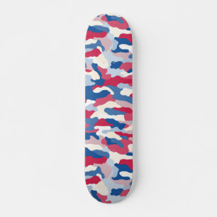 Skateboard Camouflage rouge blanc et bleu
