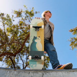 Skateboard Canot de chat blanc minimaliste Abstrait Lake Chub