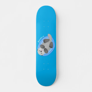 Skateboard Caricature bleu loutre de mer joyeux