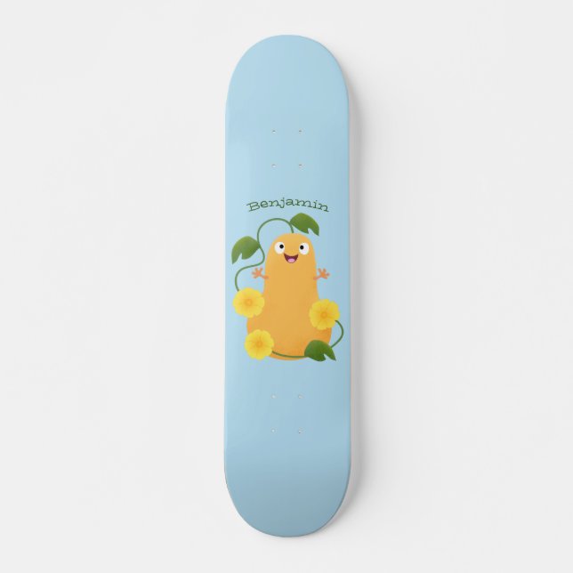 Skateboard Caricature citrouille gourde en beuret joyeux (Devant)