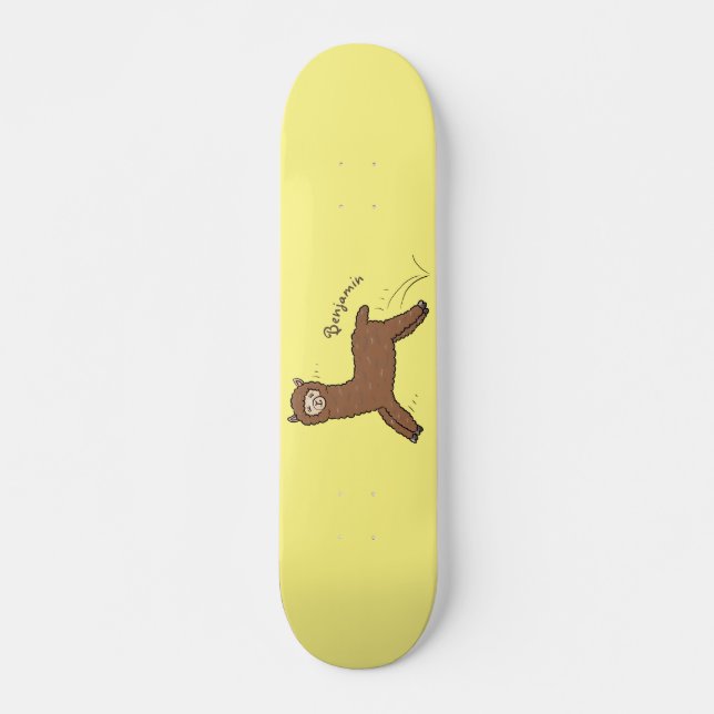 Skateboard Caricature d'alpaga brun joli (Devant)