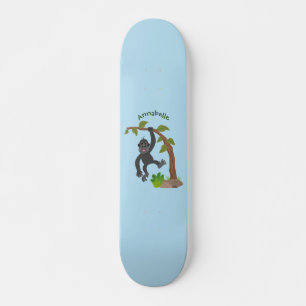 Skateboard Caricature de bébé gorille joyeux