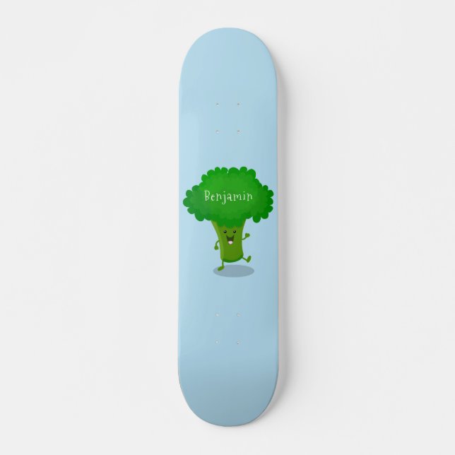Skateboard Caricature de brocoli dansant Cute kawaii (Devant)