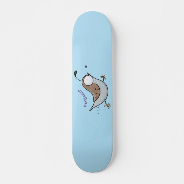 Skateboard Caricature de caille californienne joli (Devant)