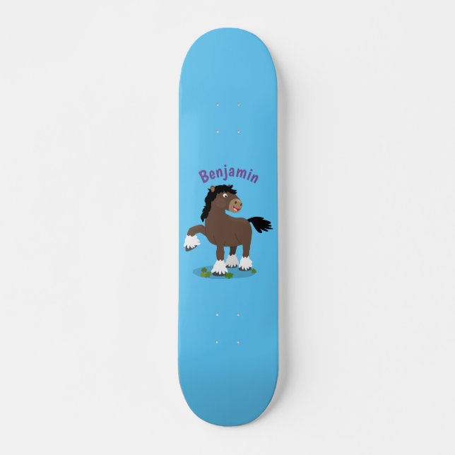 Skateboard Caricature de cheval de trait de Cute Clydesdale (Devant)