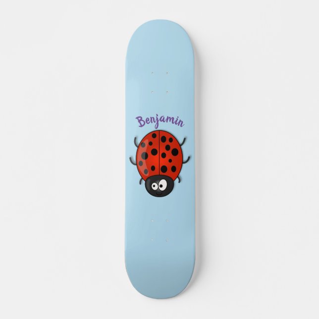 Skateboard Caricature de coccinelle rouge joyeux (Devant)