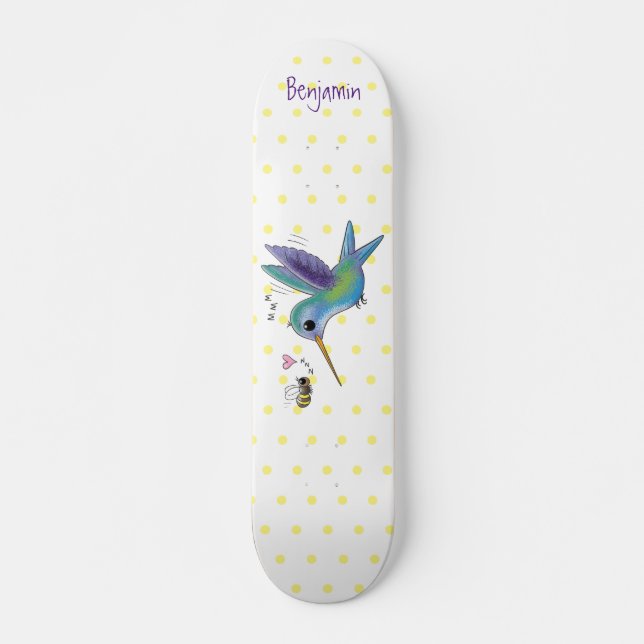 Skateboard Caricature de colibri d'abeille mignonne (Devant)