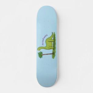 Skateboard Caricature de dinosaure de brontosaurus vert migno