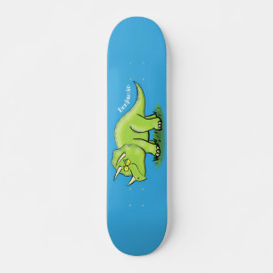 Skateboard Caricature de dinosaure de triceratops vert mignon
