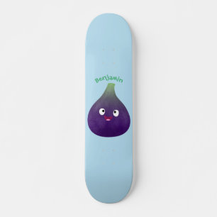 Skateboard Caricature de fruits mauve joyeux aux figues