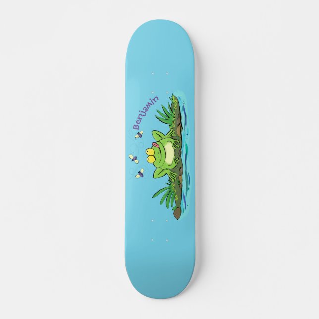 Skateboard Caricature de grenouille vert mignon (Devant)