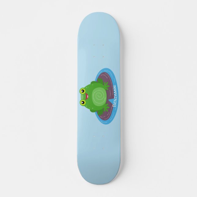 Skateboard Caricature de grenouille verte mignonne (Devant)