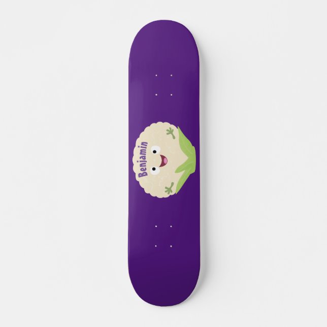 Skateboard Caricature de légume de chou-fleur joyeux (Devant)