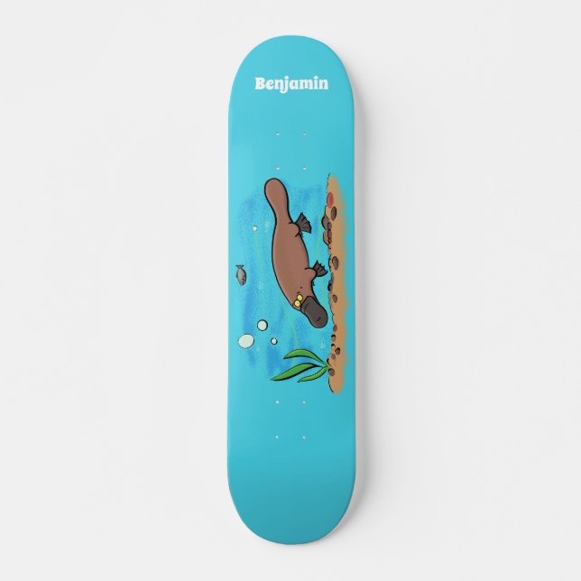 Skateboard Caricature de natation de Cute platypus (Devant)