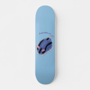 Skateboard Caricature de nudibranche bleu mignon