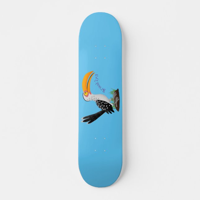 Skateboard Caricature d'oiseau de safari de barbecue jaune am (Devant)