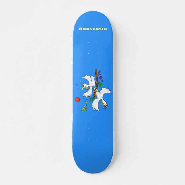 Skateboard Caricature d'oiseaux de cockatoo amusante (Devant)