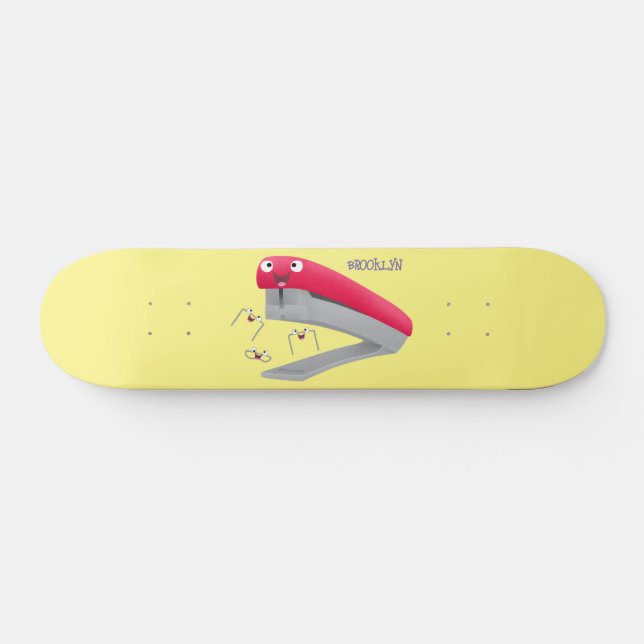 Skateboard Caricature en agrafeuse rouge pâle (Horz)