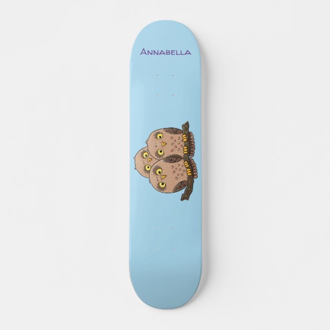 Skateboard Caricature en trio de chouette (Devant)