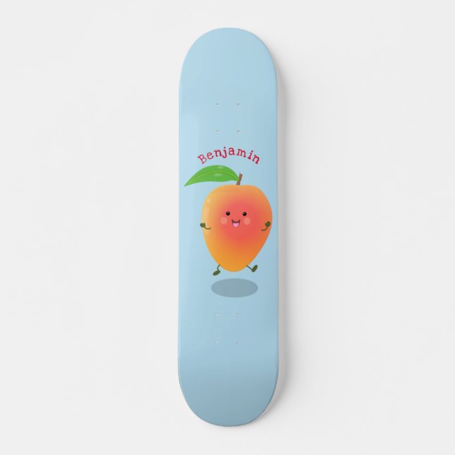 Skateboard Caricature jaune mangue mignonne (Devant)